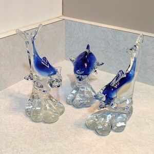 Trio of beautiful blown glass fish.